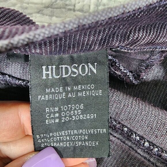 Hudson Black Midrise Nico Super Skinny Corduroy Pants Size 27 - Picture 4 of 7